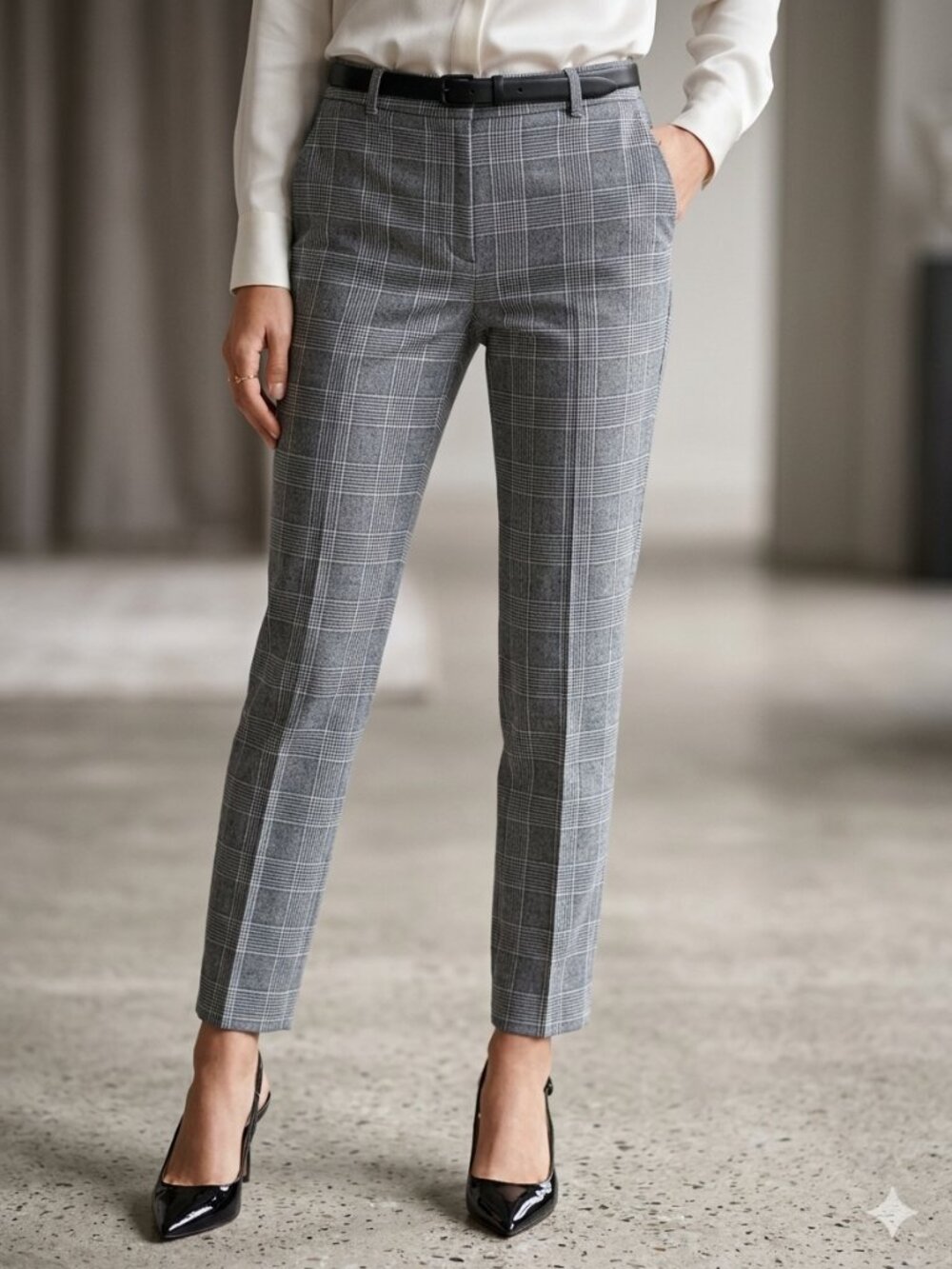 Ann Taylor Ankle Plaid Pants Womens Size 2 Mid Rise Slim Leg Blue Was $87